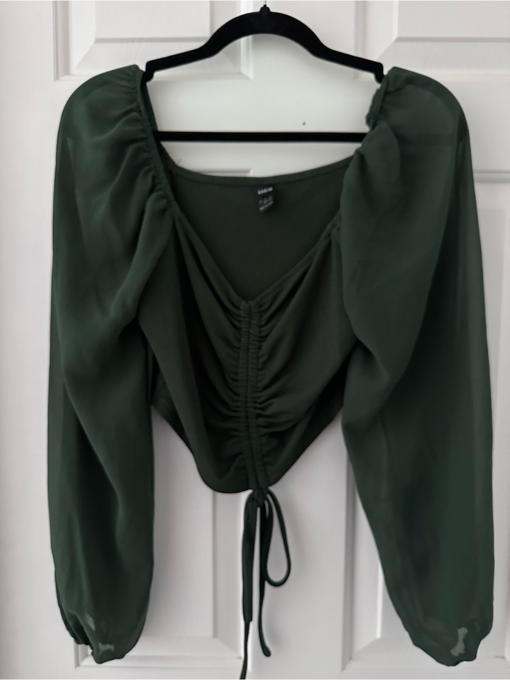 SHEIN Women's Long Sleeve Ruched Crop Top - Picture 3 of 13